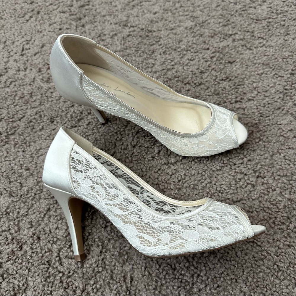 Paradox London Pink Shoes Womens EU 35 US 6 Lace  Satin Leather Peep Toe Heels